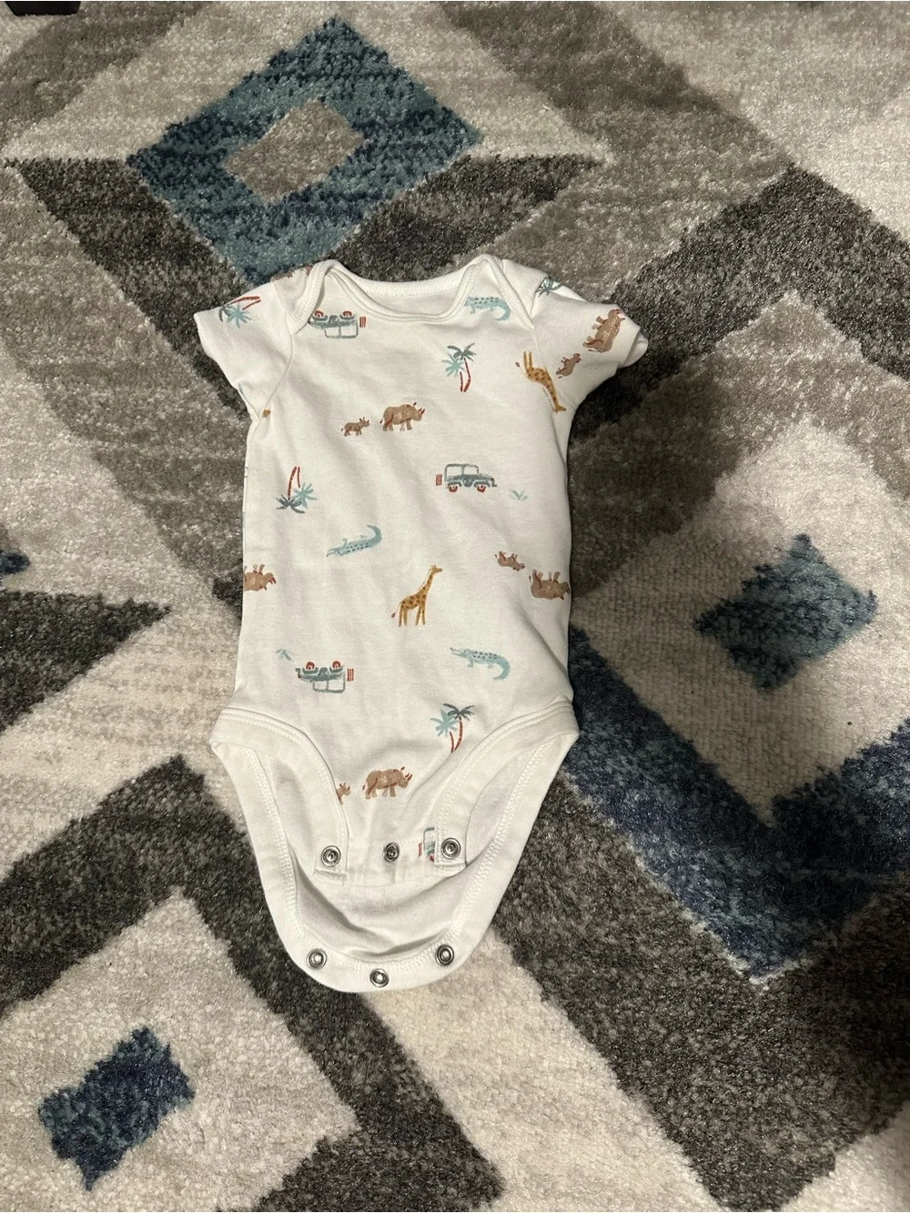 Carter's Light Gray Tee and Blue-Green Shorts Set